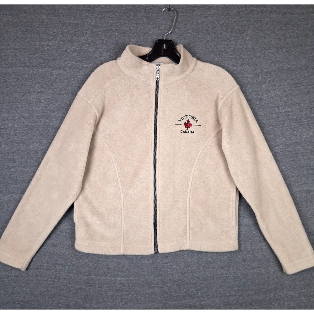 Second Skin Womens Jacket Medium Beige Full Zip Fleece Victoria Canada‎
